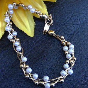 Trifari Vintage Braided Pearl Bracelet